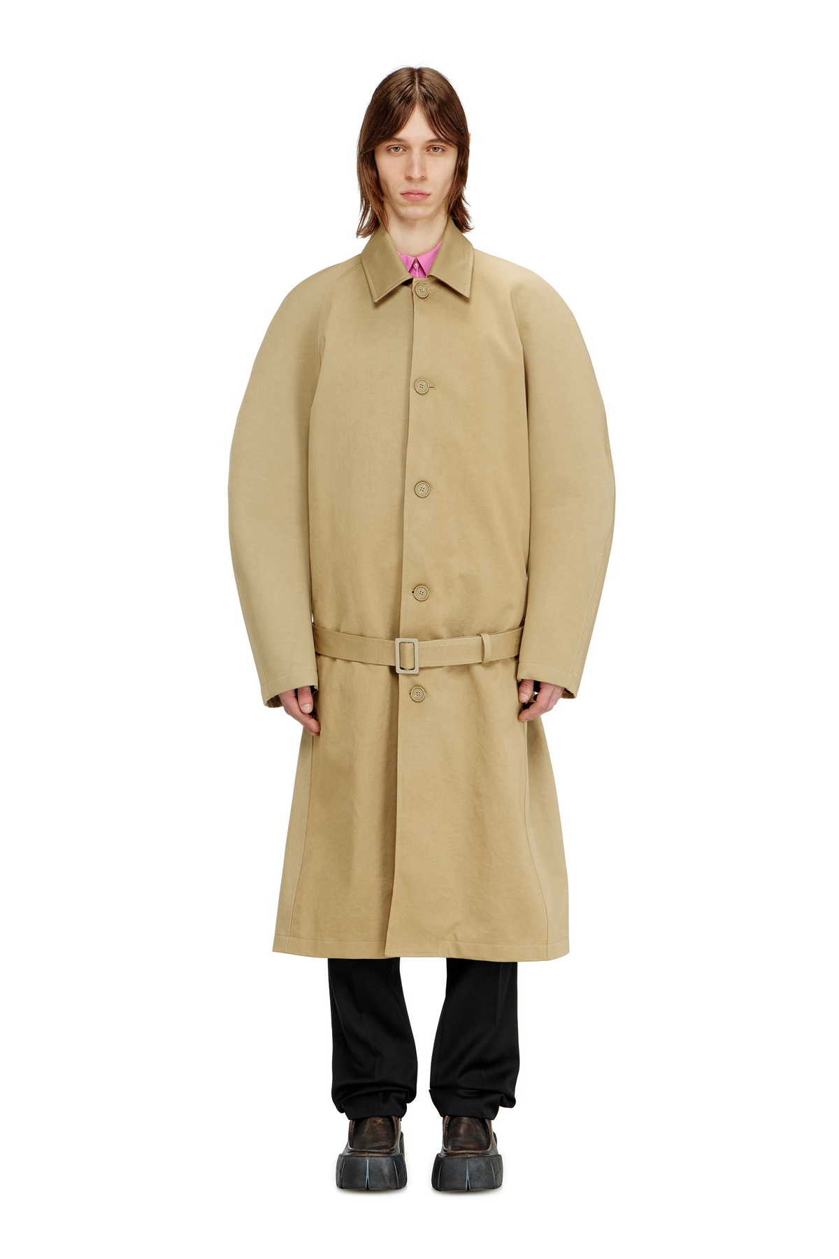 Diesel Trench coat with cocoon sleeves - Leather jackets Mens in Brown