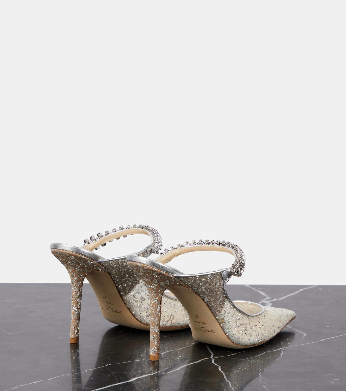 Jimmy Choo Bing 100 glitter tulle mules Jimmy Choo