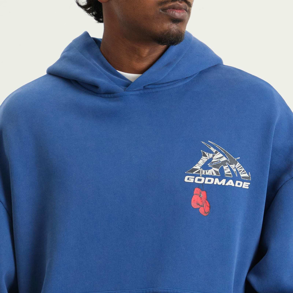 God Made Men's GM Logo Wrapped Hoodie in Washed Blue