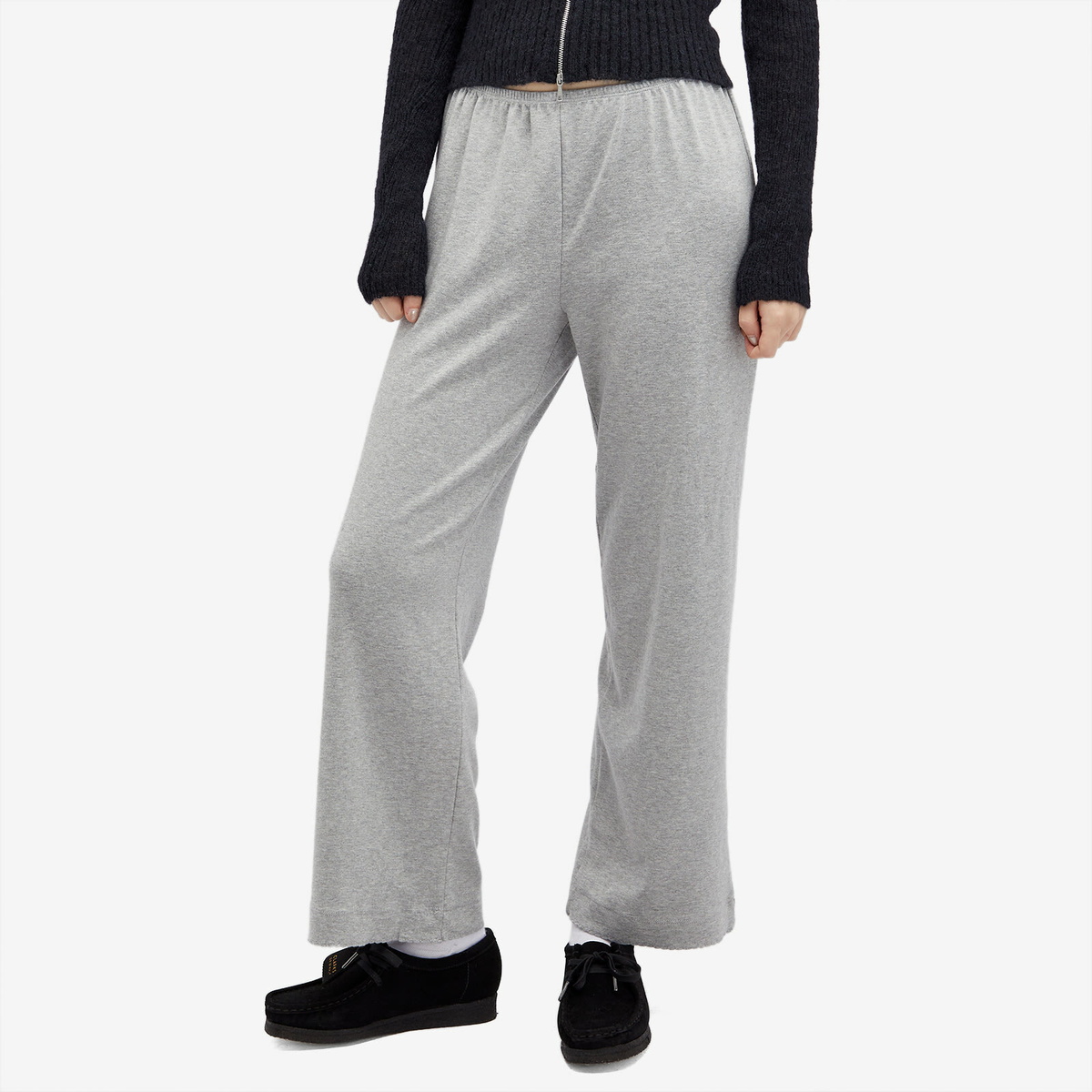 DONNI. Women's Baby Rib Scallop Pant in Heather Grey