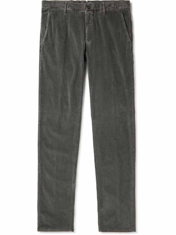Photo: Incotex - Tapered Cotton-Blend Corduroy Trousers - Gray