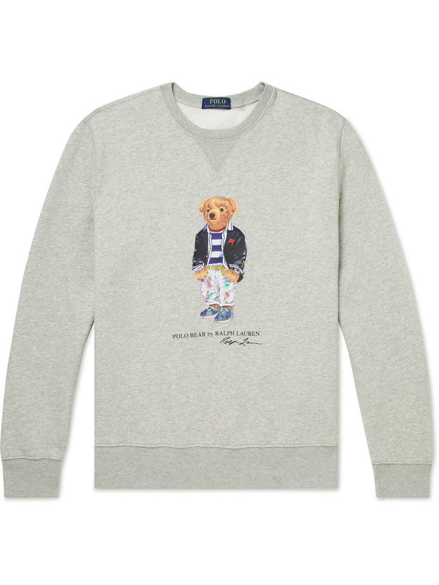 Photo: Polo Ralph Lauren - Printed Cotton-Blend Jersey Sweatshirt - Gray