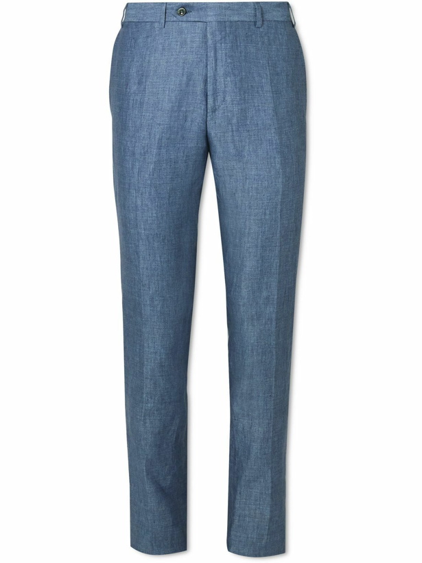 Photo: Canali - Tapered Linen Suit Trousers - Blue