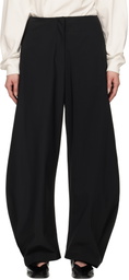 AMOMENTO Black Curved Silhouette Trousers