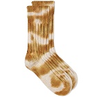RoToTo Chunky Ribbed Tie Dye Crew Sock in Light Brown/Beige