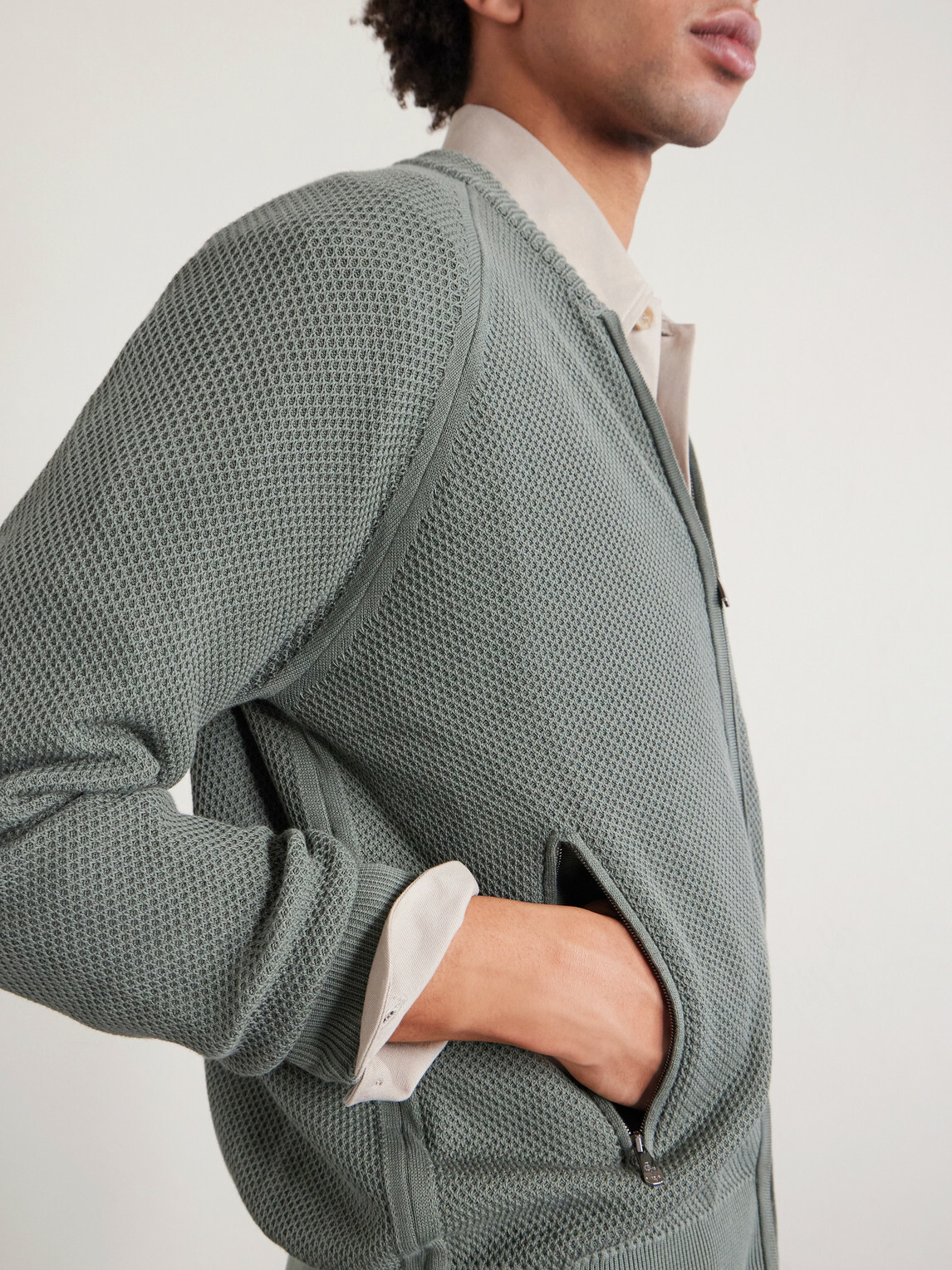 PIACENZA 1733 - Slim-Fit Honeycomb-Knit Cotton Bomber Jacket - Green