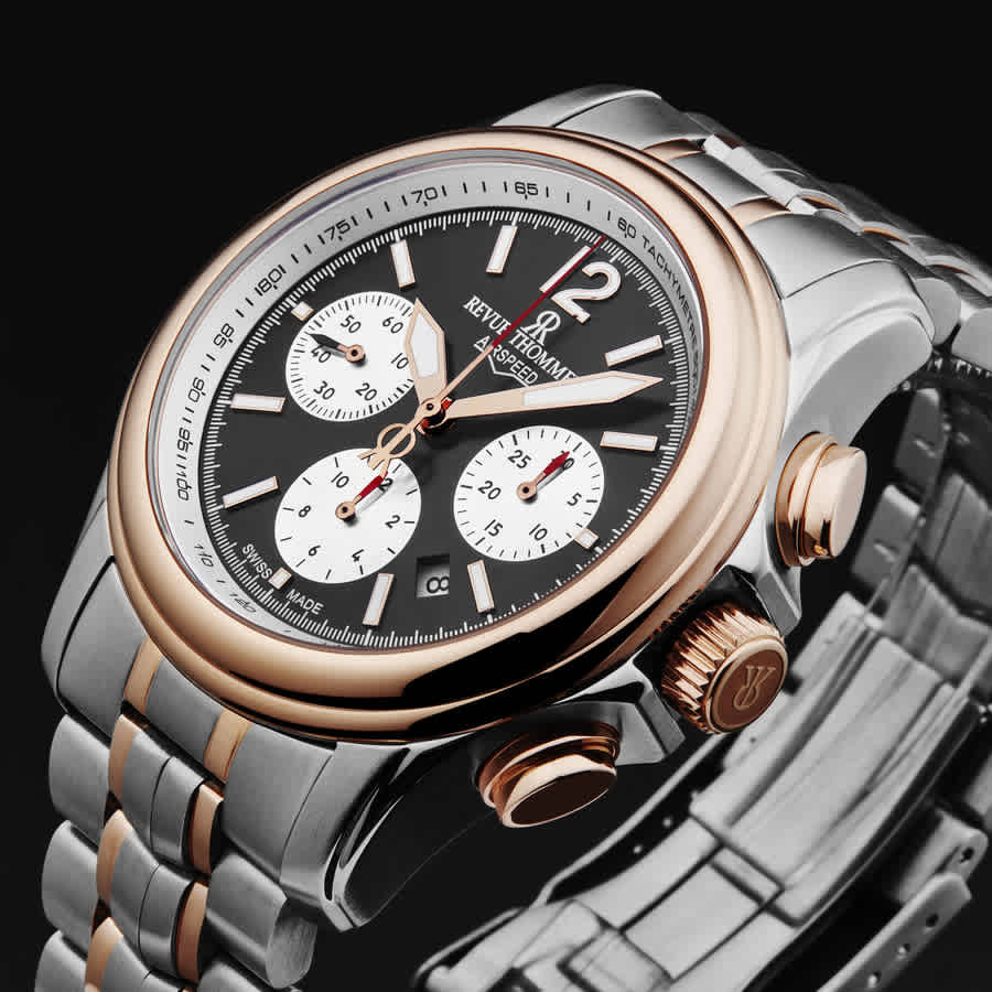 Revue Thommen Air Speed Chronograph Automatic Black Dial Mens Watch 16041.6457