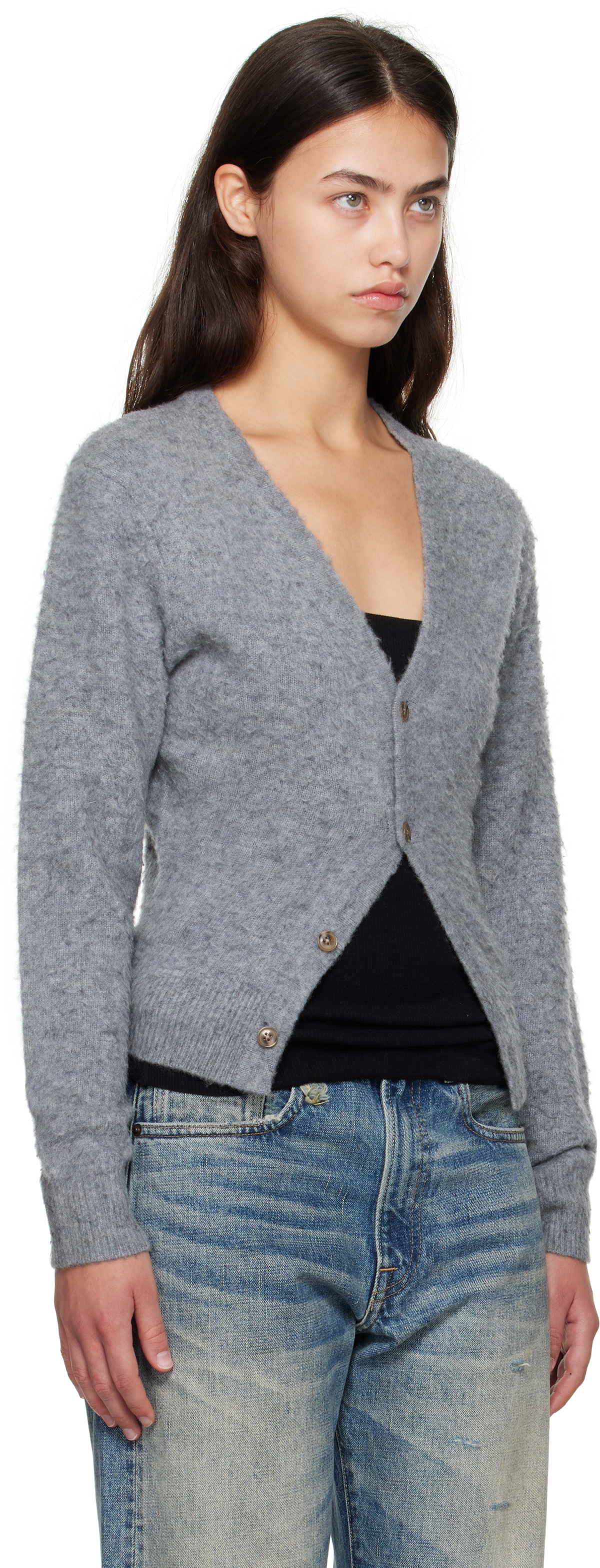 R13 Gray Split Hem Cardigan