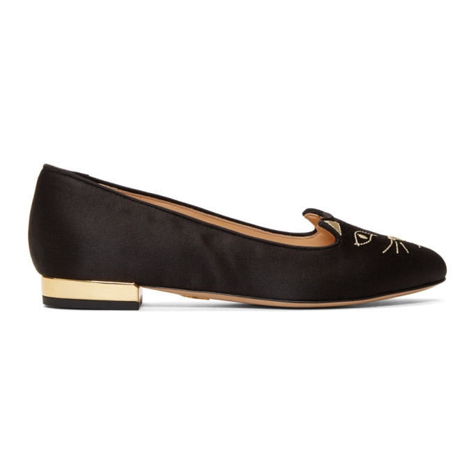 Photo: Charlotte Olympia SSENSE Exclusive Black Satin Kitty Loafers