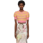 Ashley Williams Pink and Yellow Leaves Cropped Sweater