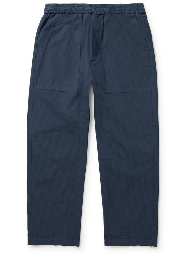 Photo: Barena - Straight-Leg Cotton-Blend Ripstop Trousers - Blue