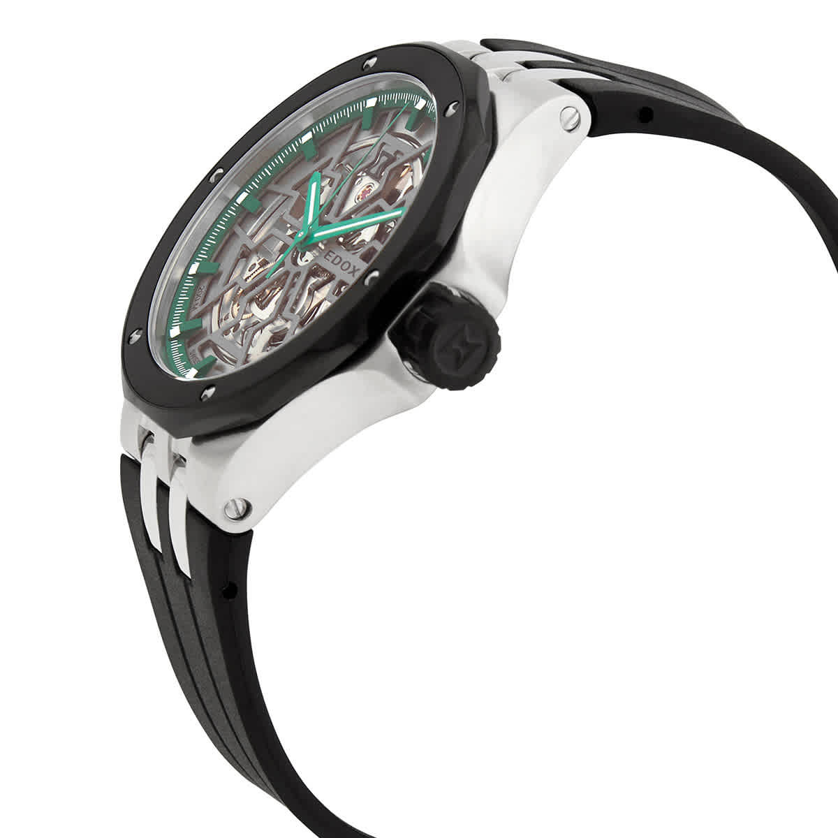 Edox Delfin Mecano Automatic Green Skeletonized Dial Mens Watch 85303 3NN VB