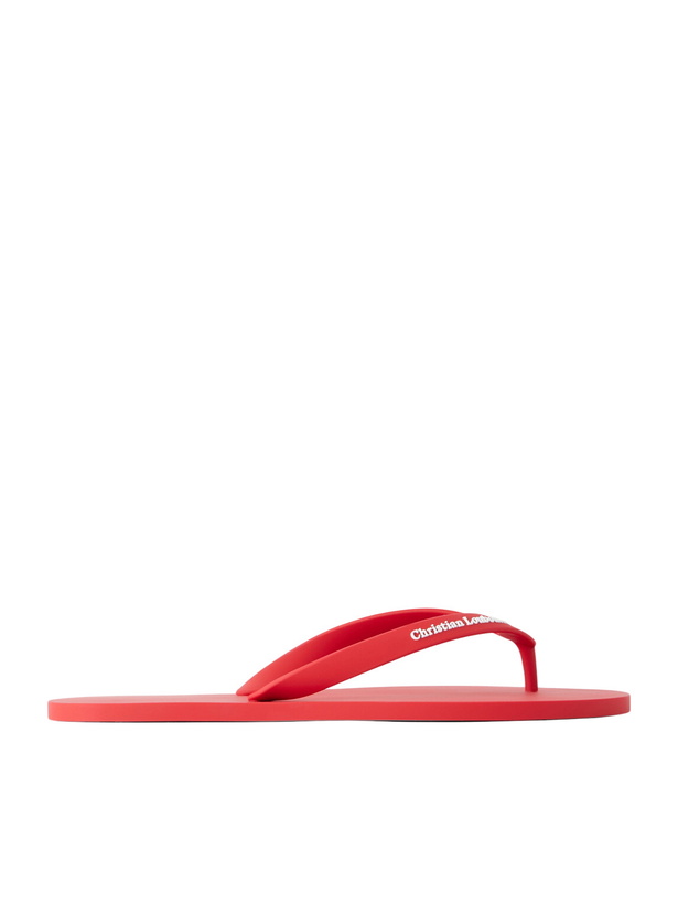 Photo: Christian Louboutin - Logo-Embossed Rubber Flip Flops - Red