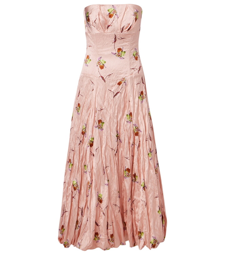 Photo: Emilia Wickstead Kaia floral satin bustier dress