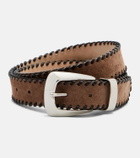 Khaite Benny leather-trimmed suede belt