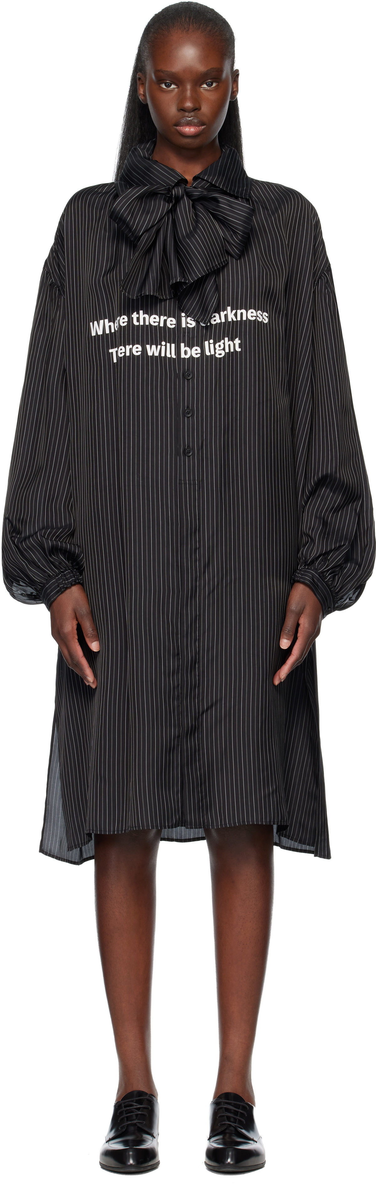 YOHJI YAMAMOTO Black Message Scarf Shirt