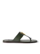 TOM FORD - Brighton Logo-Embellished Croc-Effect Leather Sandals - Green
