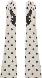 Moschino Off-White & Black Long Leather Gloves