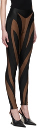 Mugler Brown & Black Shiny Lycra Leggings