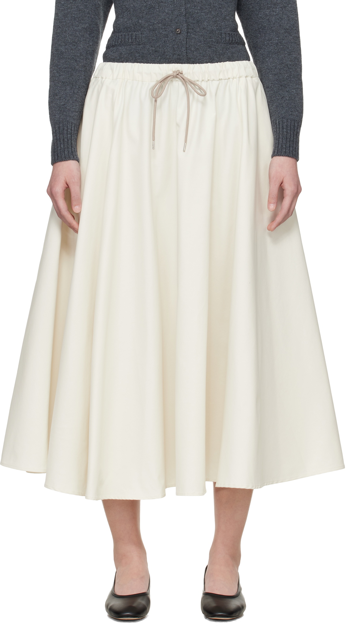 COYSEIO フレアスカートホワイト SHIRRING MIDI SKIRT White Technical Midi Skirt by Cordera on Sale