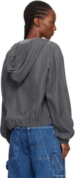 Alexander Wang Gray Cropped Silk Hoodie
