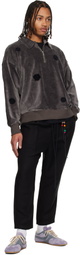 Song for the Mute Gray Corduroy Daisy Quarter Zip Sweatshirt