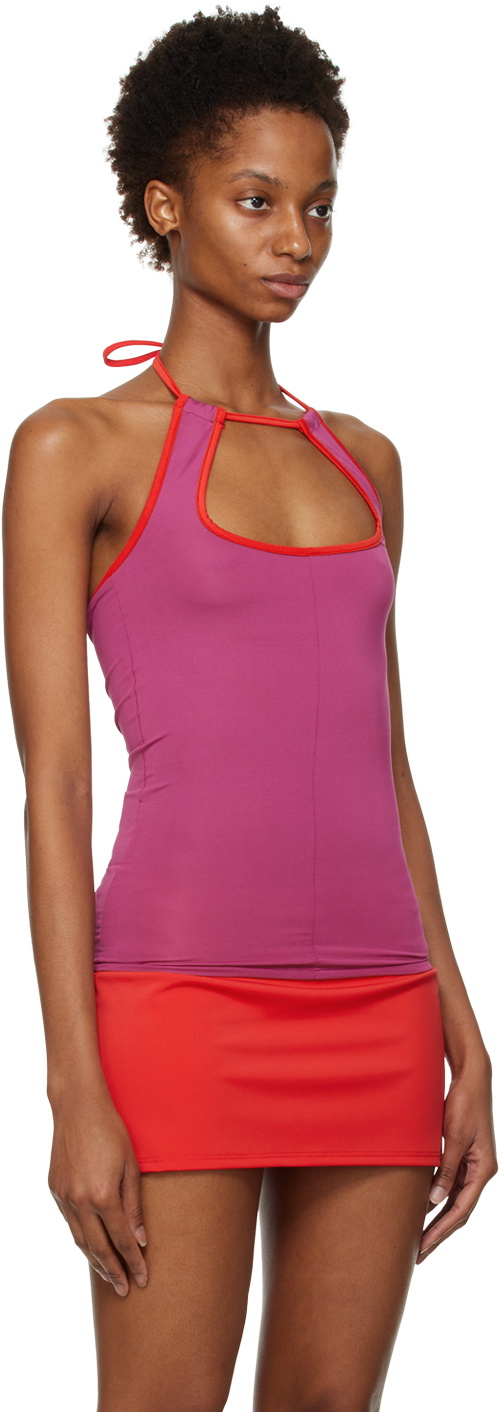 Gimaguas タンクトップ Pink wool tank top with tie-dye diamond print – Gimaguas