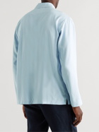 L.E.J - Camp-Collar Silk-Canvas Shirt - Blue