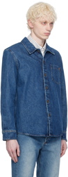 A.P.C. Blue Vittorio Brodée Poitrine Denim Shirt