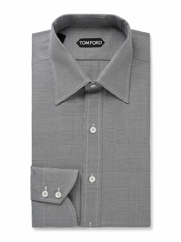 Photo: TOM FORD - Prince of Wales Checked Cotton-Poplin Shirt - Gray