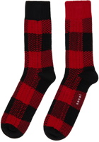 Sacai Red & Black Check Buffalo Socks