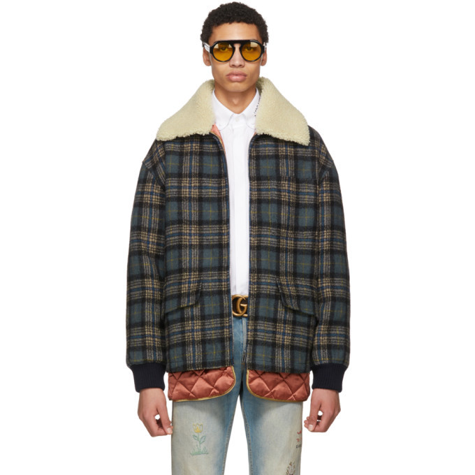 Photo: Gucci Blue Wool Plaid Jacket