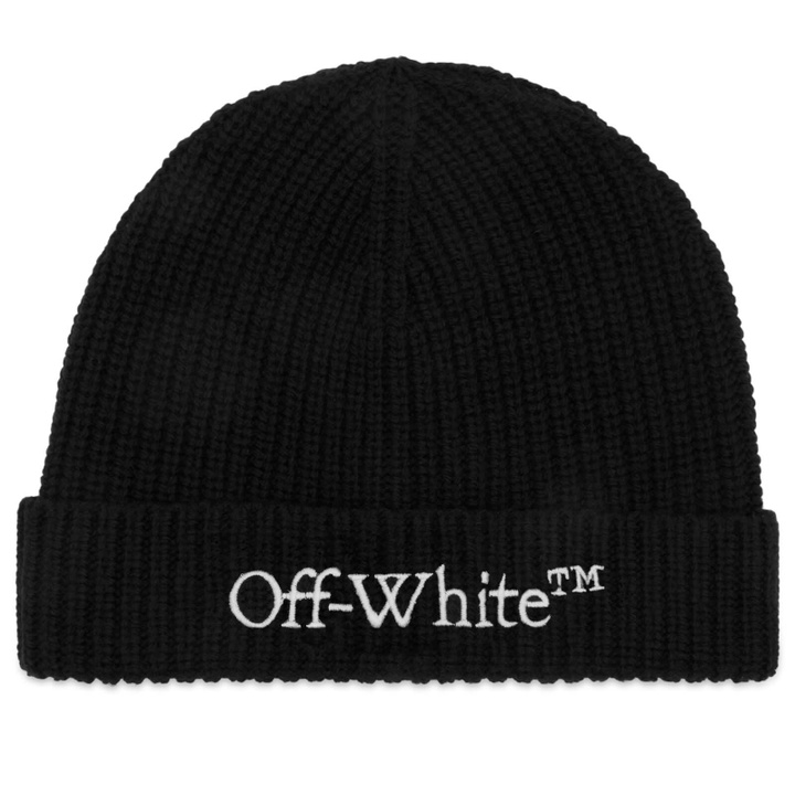 Photo: Off-White Men's Bookish Logo Wool Beanie in Black 