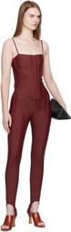 Mugler SSENSE Exclusive Burgundy Corseted Leggings