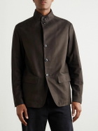 Zegna - Nehru-Collar Nubuck Jacket - Brown