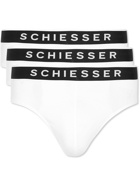 Schiesser - Rio Three-Pack Stretch-Cotton Briefs - White