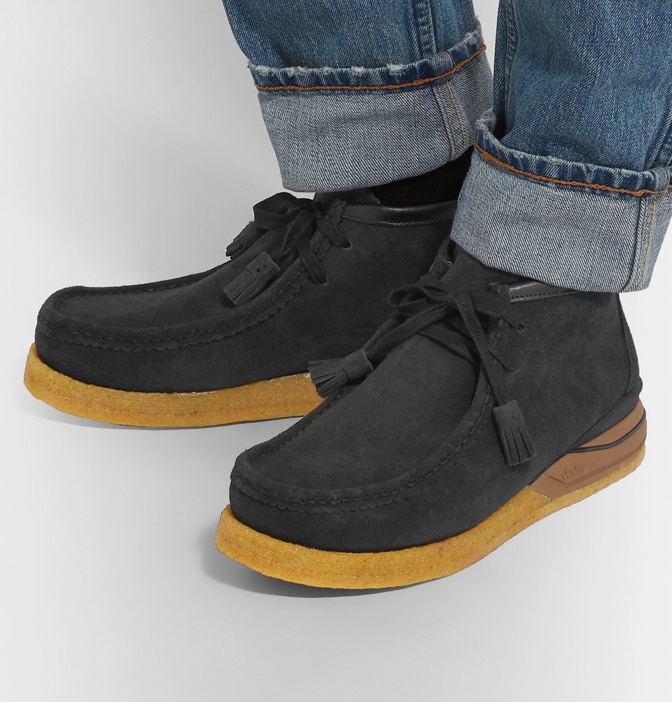 visvim - Beuys Trekker Folk Leather-Trimmed Suede Boots - Black Visvim