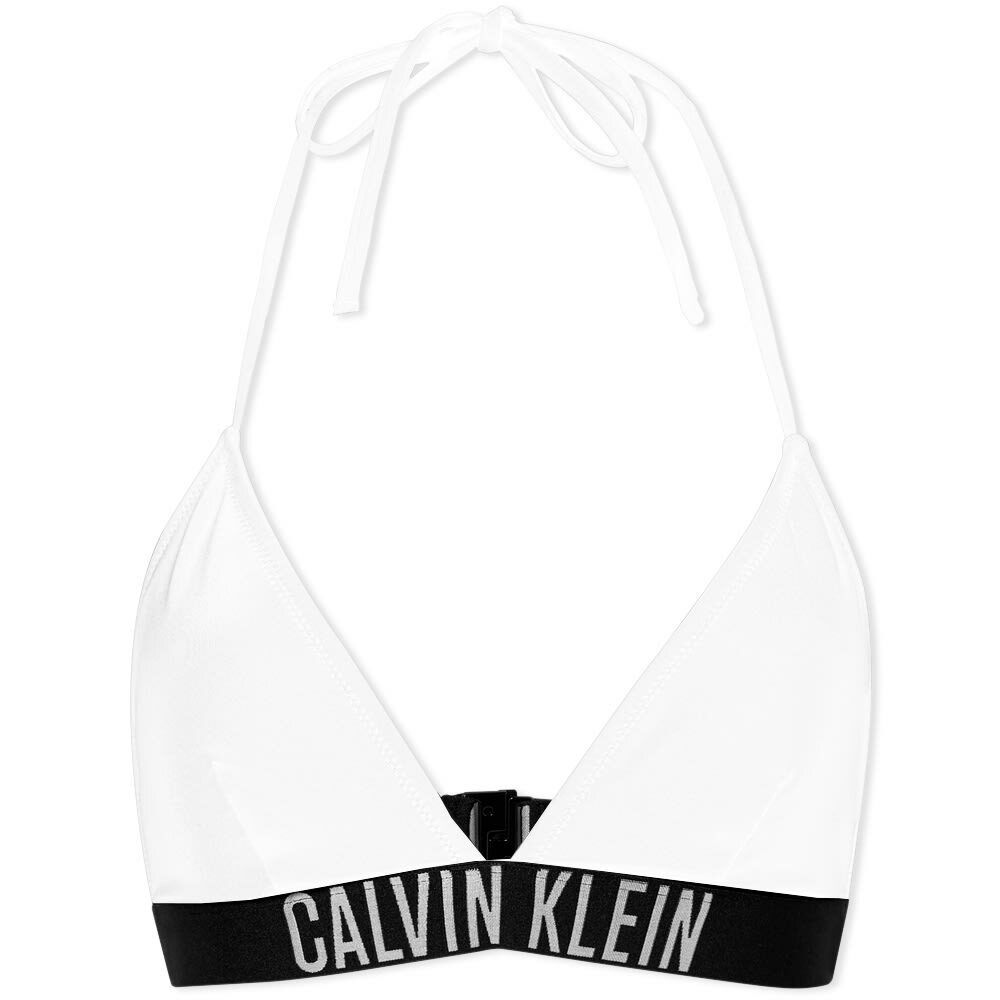Photo: Calvin Klein Women's CK Swim Logo Triangle Bikini Top in White