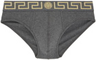 Versace Underwear Black Greca Border Briefs