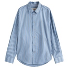 AMI Paris Men's Boxy Fit Stripe Shirt in Blue Note/White/Navy