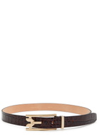 Victoria Beckham Dorian Pin Buckle Crocodile-effect Leather Belt Dark Brown