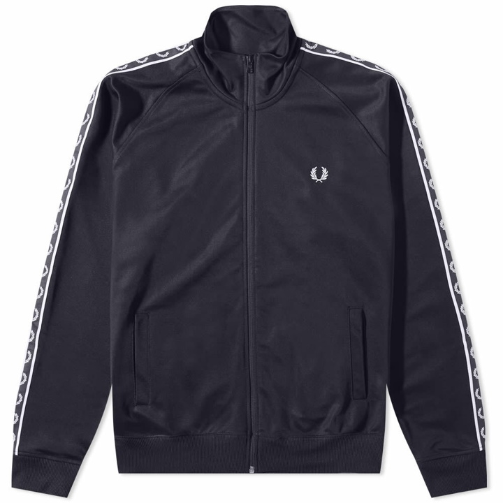 Photo: Fred Perry Men's Contrast Tape Track Jacket in Navy