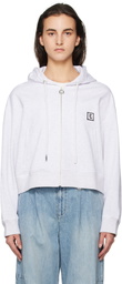WOOYOUNGMI Gray Back Logo Hooded Zip-Up Hoodie