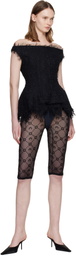 Marine Serre Black Moonogram Mesh Flock Capri Leggings