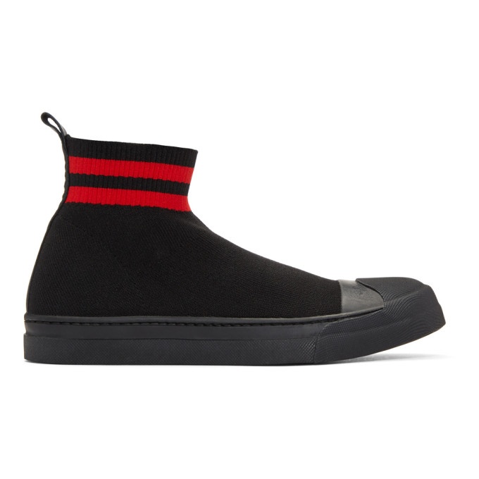 Photo: Neil Barrett Black and Red Skater Boot High-Top Sneakers