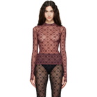 Marine Serre Burgundy Moonogram Flock LS Highneck Top