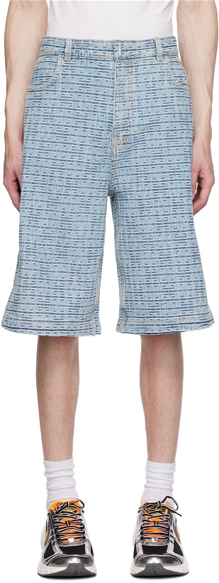 Photo: Givenchy Blue 4G Denim Shorts
