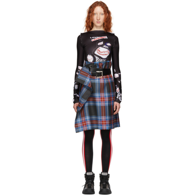 Charles Jeffrey Loverboy Blue and Red Check Kilt Skirt Charles Jeffrey Loverboy Blue and Red Check Kilt Skirt
