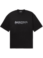 Balenciaga - Oversized Logo-Print Cotton-Jersey T-Shirt - Black