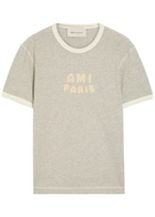 Ami Paris Logo-appliquéd Cotton T-shirt Grey